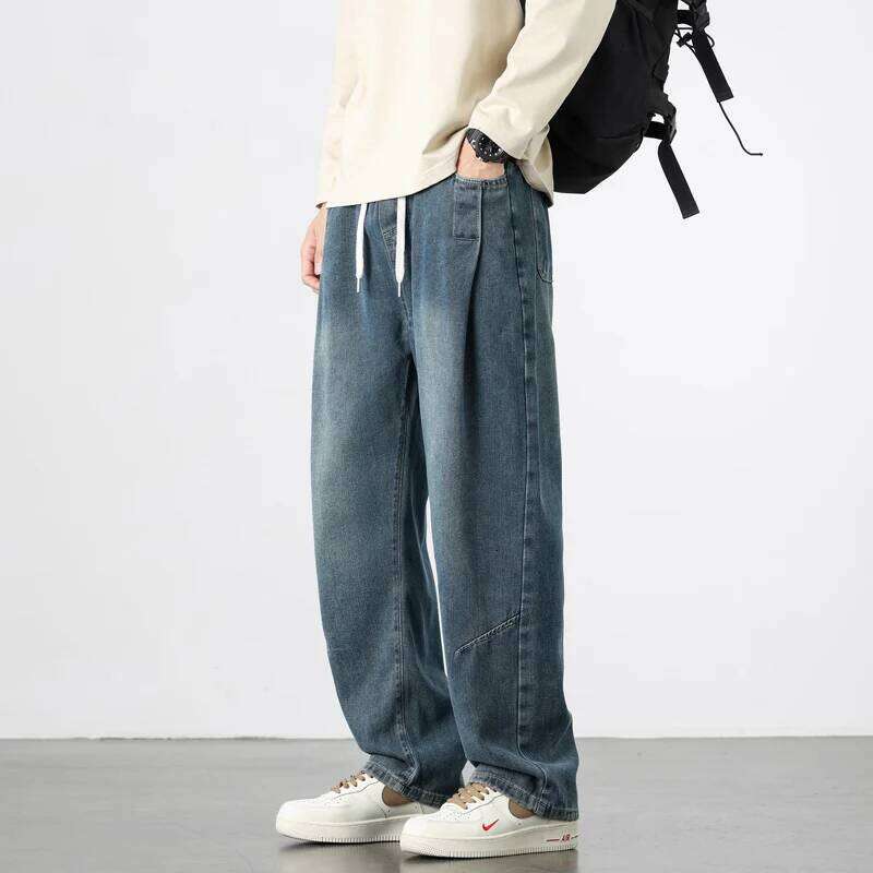 New Retro Jeans Men's Autumn Loose Straight Trousers Trendy Brand High Street Wide-leg Work Clothes Male Casual Pants Z260225