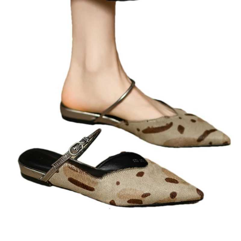 Pointed Toe Women Flats Slippers Elegant Sandals Slingback Mules Shoes 2025 Summer Party Dress Slides New Trend Mujer De Zapatos K260311