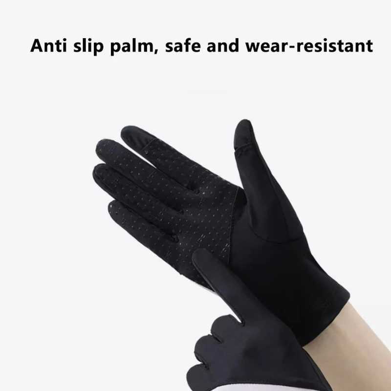 1 Pair Sun Protection Gloves One Size Sunscreen Breathable Anti-UV Cooling Fabric Slip Gloves For Outdoor Cycling Driving M260311