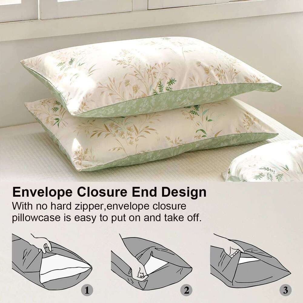 3pcs Elegant Floral Tea Art Print Set, Soft Skin-Friendly Bedding Set Includes 1 Duvet Cover And 2 Pillowcases H260311