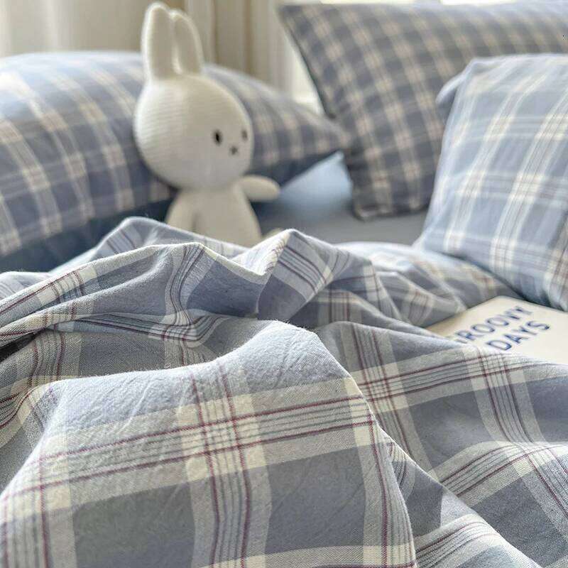 2026 New Lattice Duvet Cover with Sheet Pillowcases No Filling Warm Bed Linen Twin Full Queen Size Grid Home Bedding Set H260311