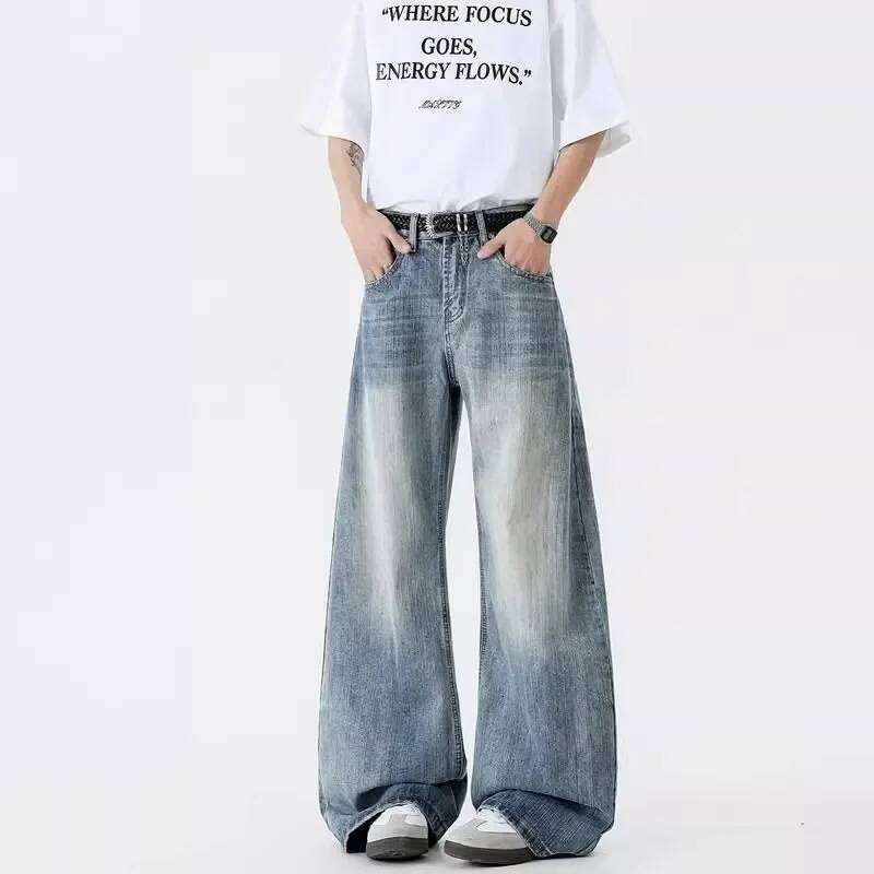 American Cleanfit Bamboo Pattern Jeans Scimitar Loose Straight Retro Wide Leg Pants Z260225