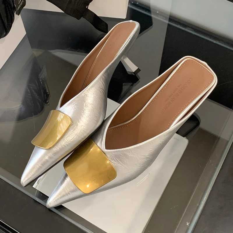 Womens Shoes High Heels Mules Shoes Pointed Toe Heeled Sandals for Women Elegant Party Slides 2025 Designer Shoes Zaoatos K260311