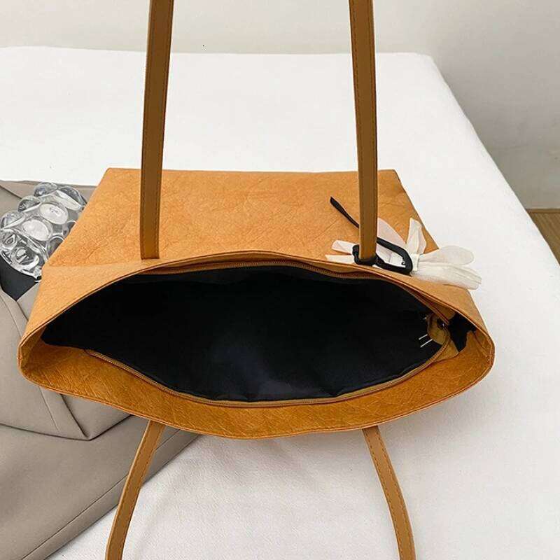 Versatile Women Pu Leather Shoulder Bags Large Capacity Ladies Office Tote Bag Solid Color Simple Female Bucket Handbags Purse XJ260311