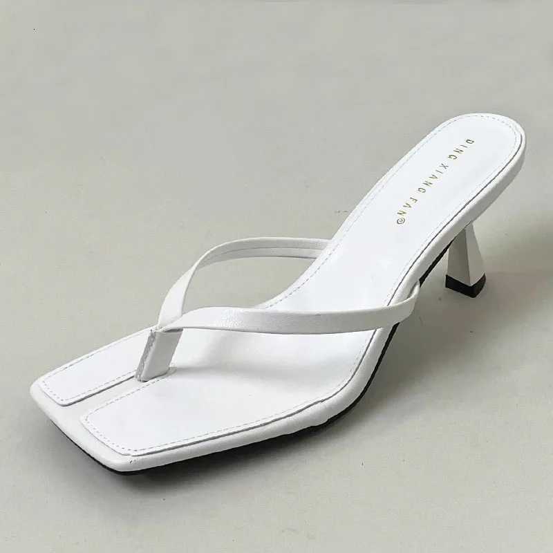 Golden Ladies Thin Heels Pumps Slides Shoes Female Slip On Footwear Fashion Shallow Women Medium Heels Shoes Flip flops K260311