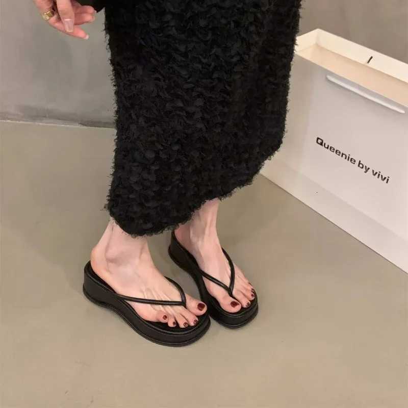 Genuine Leather Women Summer Fashion High Heels Female 2025 Summer Women Beach Shoes Slipper Shoes K260311