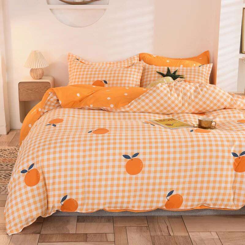 Bedding Simple Cute Pattern Advanced Fiber Fabric Does Not Hurt The Skin Quilt Three-Piece Set Suitable For Four Seasons H260311