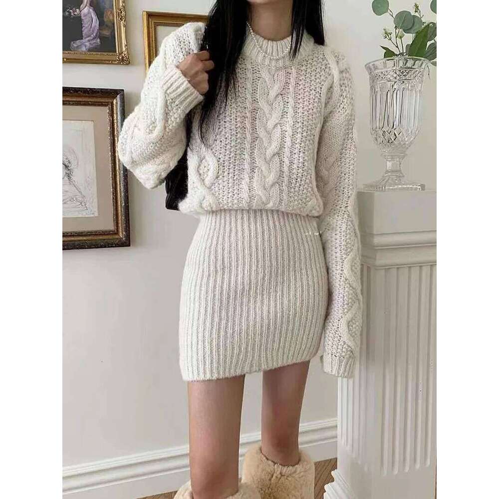 Bodycon Knit Chunky Cable-knit Long Sleeve Ribbed Mini Sweater Dress Women Autumn Winter Outfit Z260311