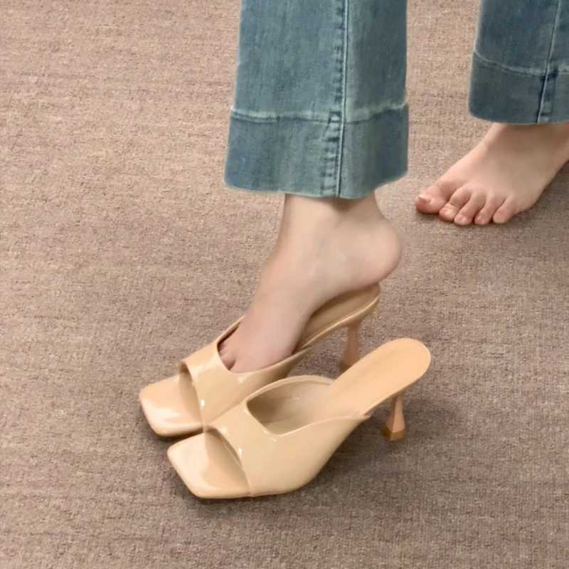 Street Style Summer Square Toe High Heel Women Fashion Party Stripper Mules Female Slides Shoes Zapatos De Mujer K260311