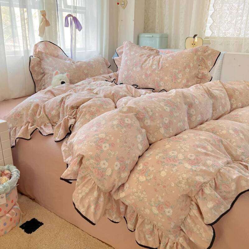 3pcs Korean style Duvet Set 1*Duvet Cover + 2*Pillowcase, Without Core,Princess lace Bedding Set, Soft Comfortable H260311