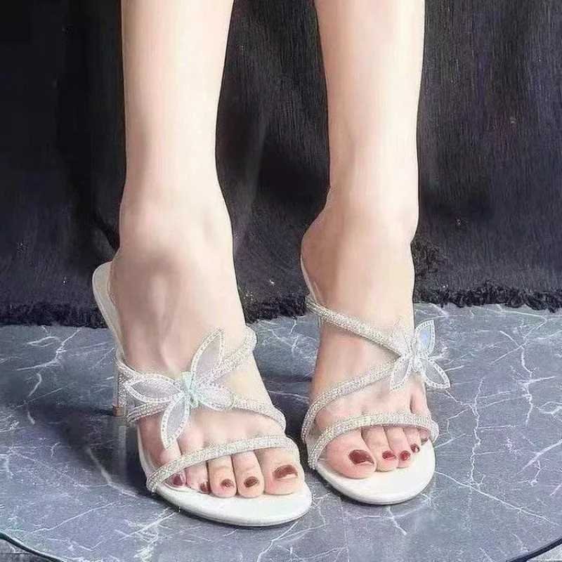 Butterfly High Heels Slippers Women Crystal Sandals Elegant Shoes Summer Woman Stilettos Open Toe Party Shoes Dress Mujer Pumps K260311