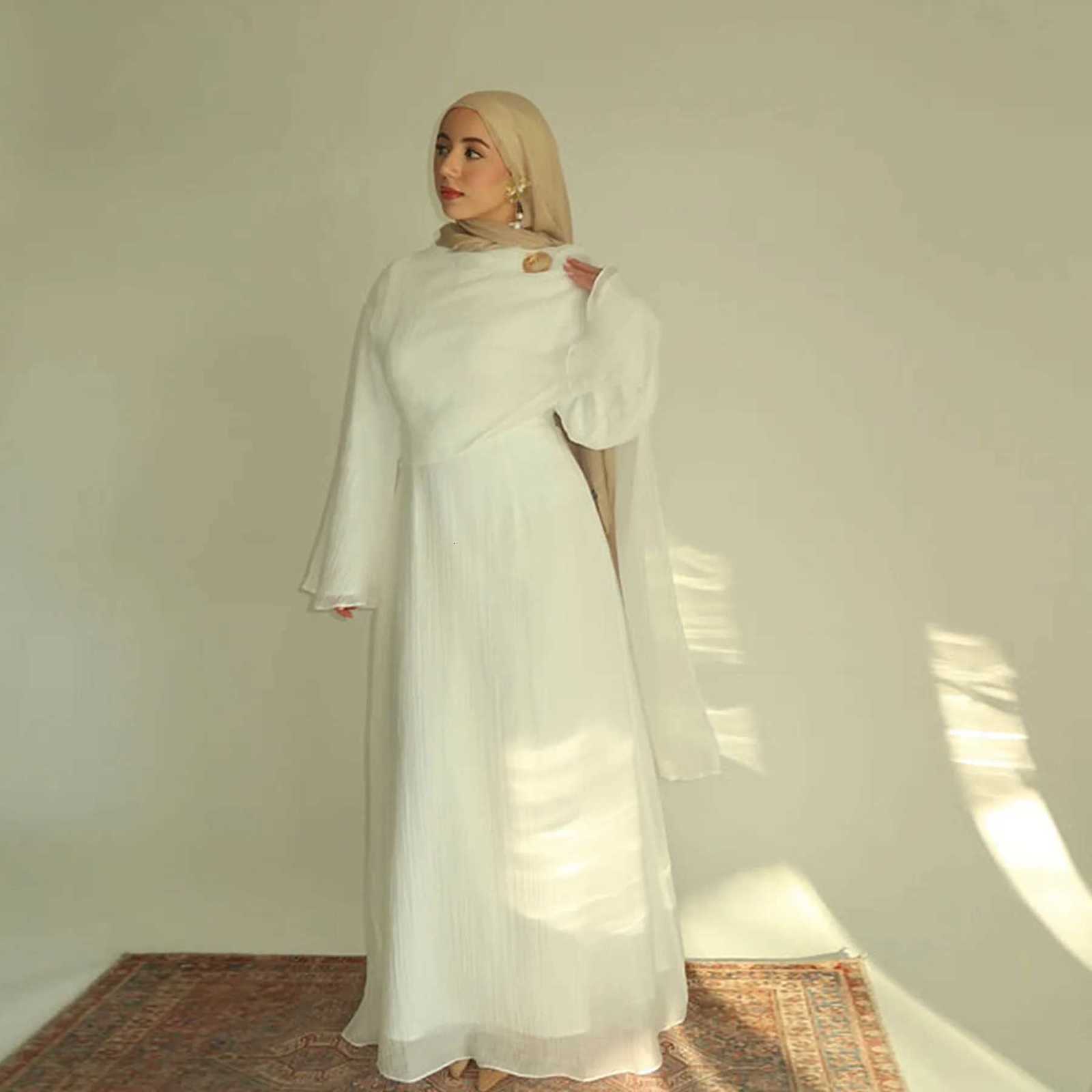 Eid Muslim Dresses with Shawl New Pleated Abaya Dubai Luxury Party Long Dress Islamic Clothes Plain Abayas for Women Kaftan Robe X260311