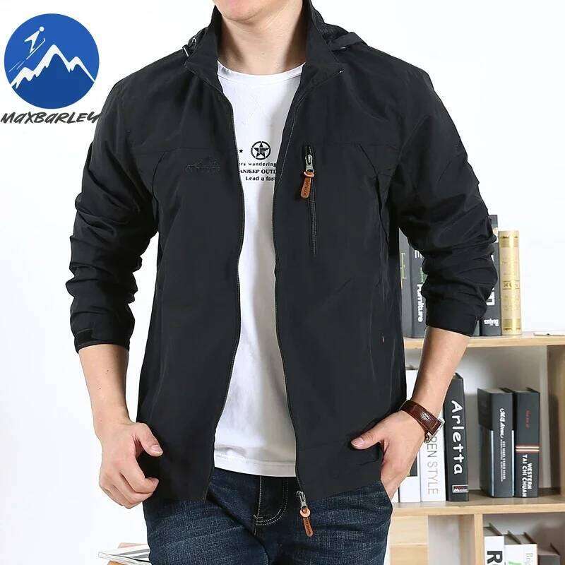 Autumn Waterproof Windbreaker Climbing Hunting Thin Mesh Breathable Hooded Coat Outdoor Loose Flying Men's Work Jacket 26H0311