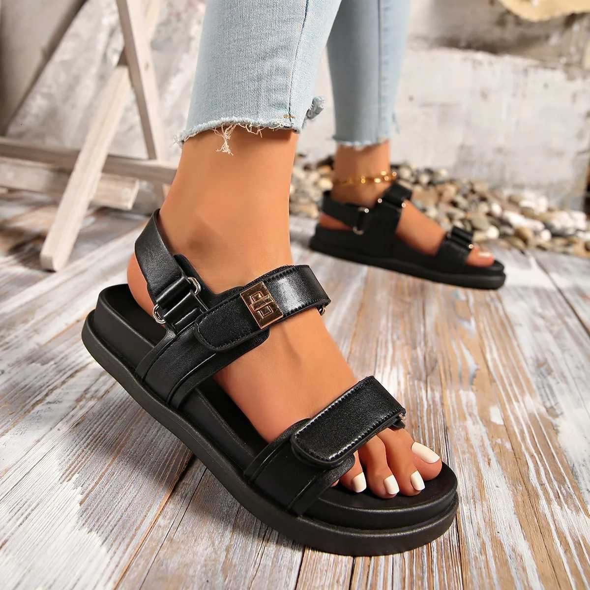 Womens platform sandals size 25 new summer style one-strap button Roman style plus size 43 K260311