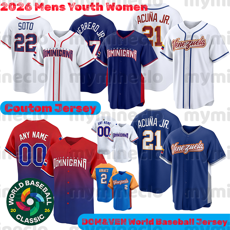 Team Dominican Republic World Baseball Classic Jersey 2026 Juan Soto Guerrero Jr Suarez Venezuela Baseball Jersey wbc jersey Acuna Jr republica dominicana jersey