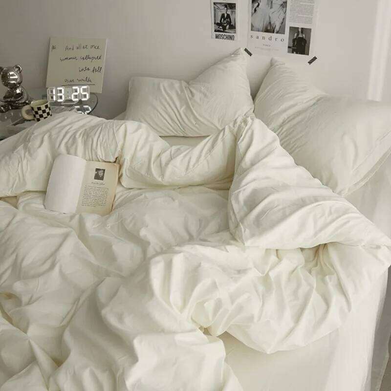 2025 Simple Skin-friendly A-class Water Wash Four-Piece Color Student Kit Pure Cotton Bed Sheet Set H260311