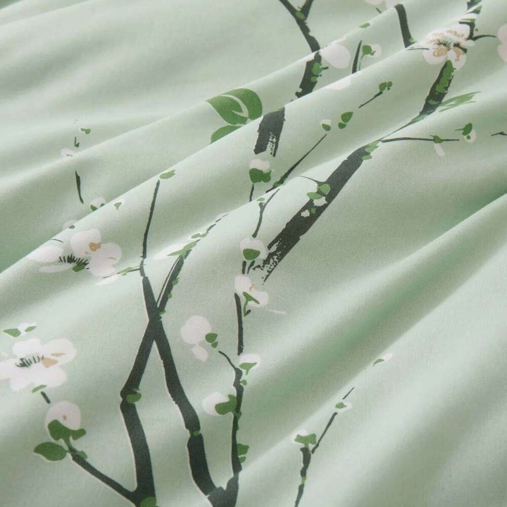 Sage Green Floral Duvet Twin Queen 2/3 Pieces Flower Plum Blossom Bedding Set Reversible Botanical Branch Comforter Cover H260311 - view 5