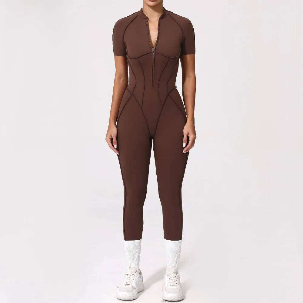 Women's tracksuit Gym Workout Sports clothes outfit zipper Jumpsuit Yoga Fitness overalls Set open Bodysuits suit for women 26H0311