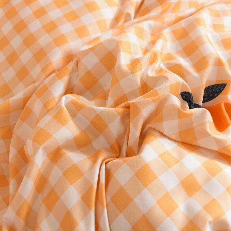 Ins Orange Checkerboard Duvet Cover Flat Sheet Pillowcases Twin Full Double Size Pink Blue Bedding Set Home Decor For Kids Adult H260311