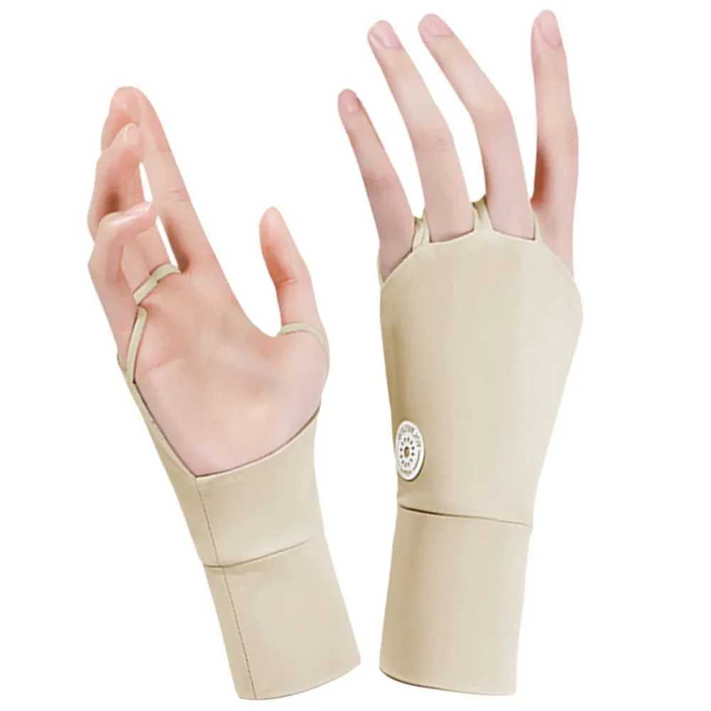 Women Half Finger Glove Cool BreathabLE Sun UV PROtector Glove Ice Silk Hollow Palm Elastic for Outdoor Practice M260311