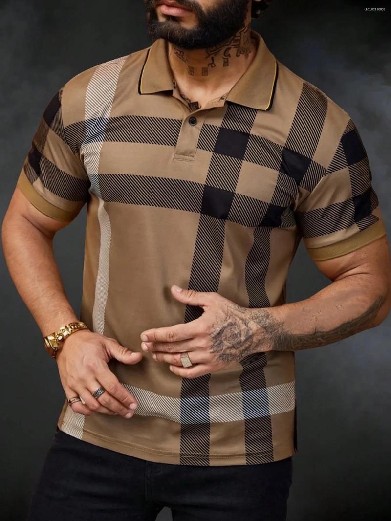 Men's Polos The Short-sleeved POLO Shirt For Summer Features A Casual And Fashionable 3D Striped Pattern Print