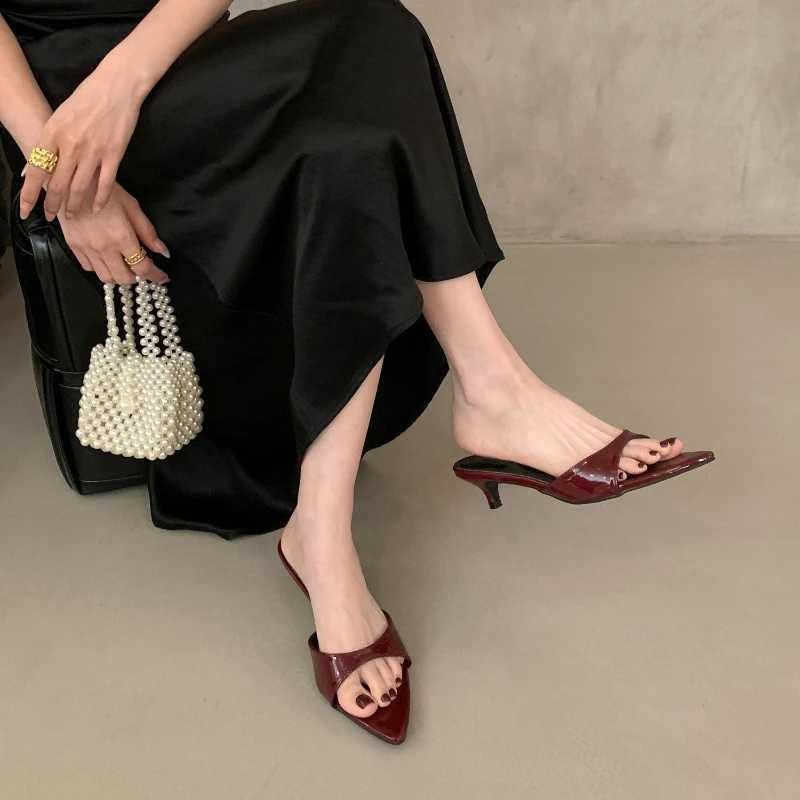 Summer Womens Fashion Concise Pointed Open Toe Dress Slides Ladies Sexy Dancing Party Low Heel Shoes K260311