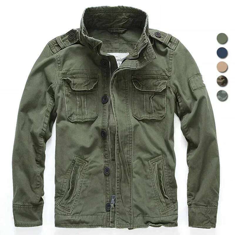 Men's M65 Denim Retro Cargo Jacket Outdoor Multi-Pocket Camo Top Casual Fashion Hiking Coat Field Uniform 26H0311