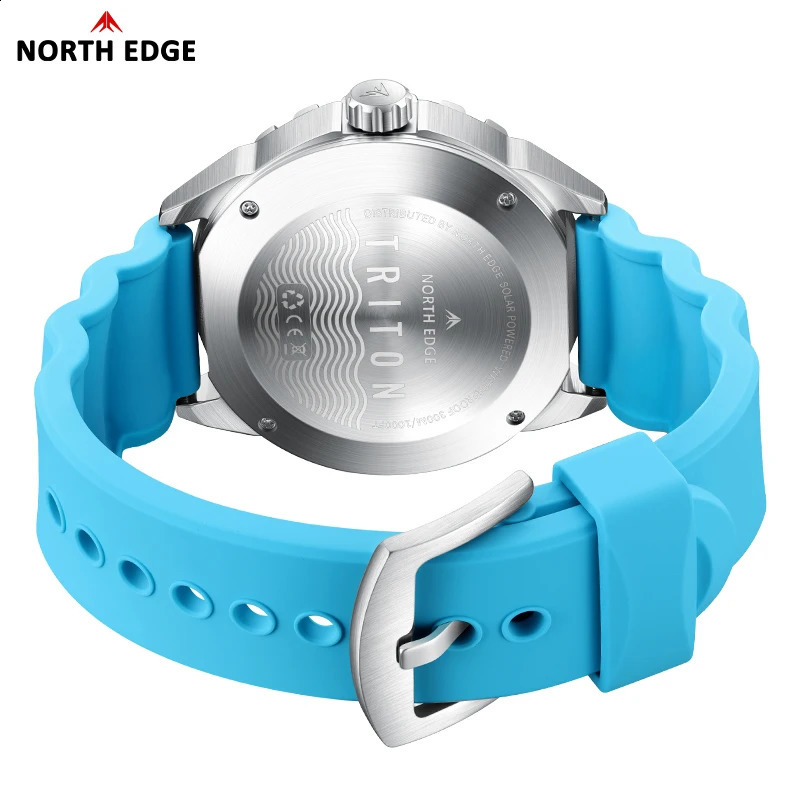 NORTH EDGE TRITON Solar Powered Dive Watch Men y Quartz Watches For Men 316L Stainless Steel Case Waterproof 300M 260307
