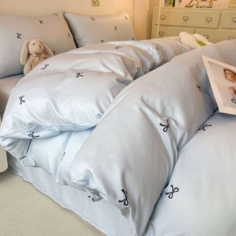 3pcs Blue Duvet cover set 1*Duvet Cover + 2*Pillowcase, Without Core, ow print Bedding Set, Soft Comfortable H260311
