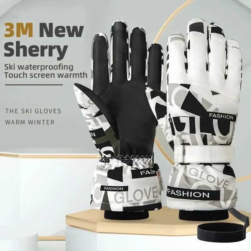 Ski Touch Screen Gloves Winter 3M Thermal Cotton Waterproof Windproof Non-Slip Full PU Elastic Warm Gloves For Men Women M260311