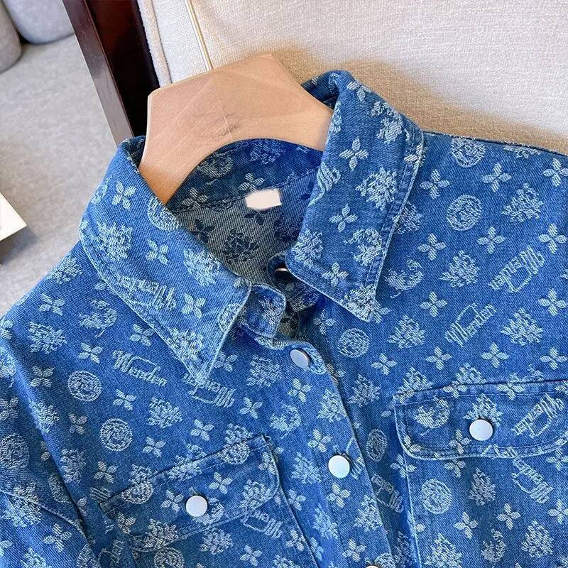 Vintage Hong Kong Style Niche Design Sensibility Distressed Denim Jacket Loose Fit Fashionable Shirt For Women New Arrival Fall