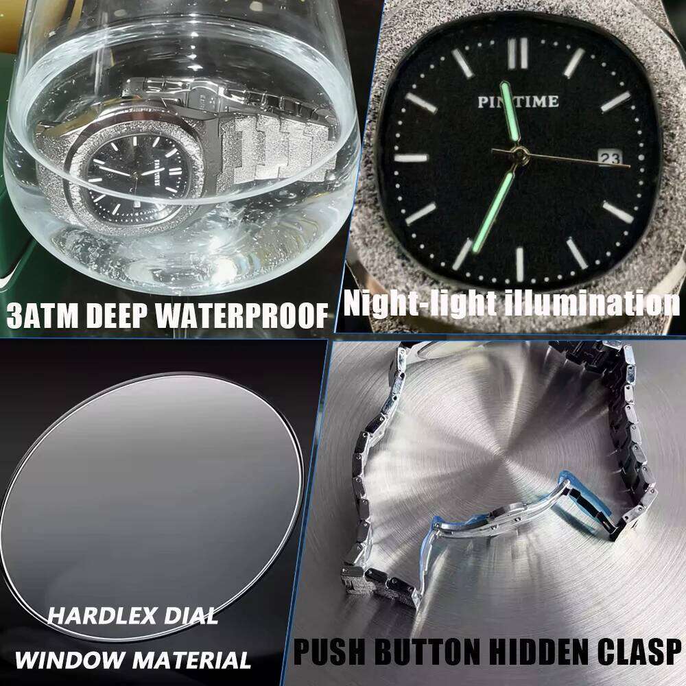 Golden Men's Luxury Frosted Watch Starry Sky Dial Quartz Waterproof Men Silver Wristwatch
