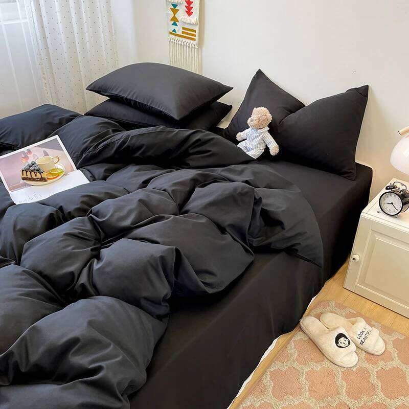 3-piece of solid-color down cover, bedding set 1 duvet cover +2 pillowcases, without core, soft and comfortable H260311