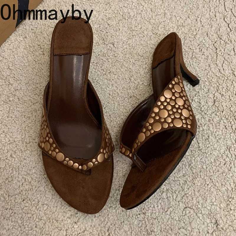 Designer Vintage Clip Toe Women Elegant Low Heels Slide Shoes Fashion Stripper Party Dress Summer Flip Flop Shoes K260311