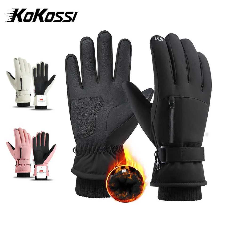 KoKossi Cold Proof Winter Ski Gloves Windproof Waterproof Warm Thick Gloves Outdoor Cycling Touch Screen Gloves For Men Women M260311