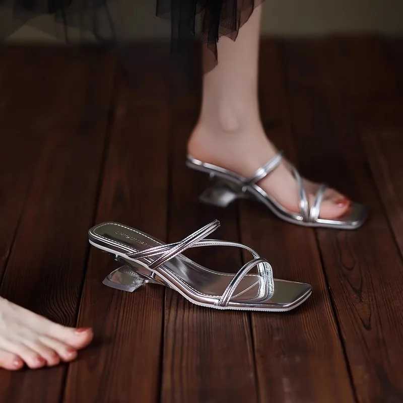 Summer Concise Fashion Women Sandals Thin Heels Narrow Band Peep Toe Slingback Sandals Lightweight Cross-Tied Lady K260311