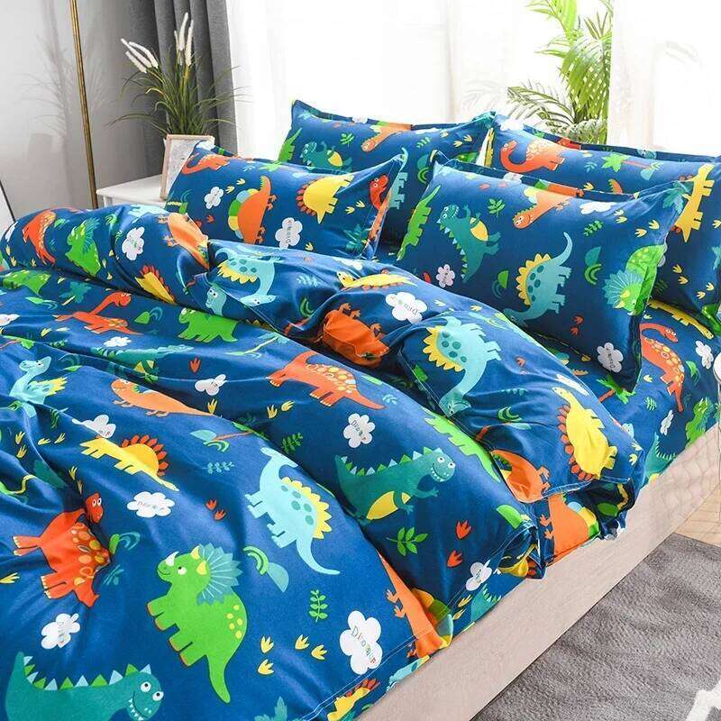Blue Dinosaurs Duvet Cover Queen Kids Cartoon Comforter Covers Sets for Boys Soft Cute Animals Pattern Bedding Set Home Decor H260311