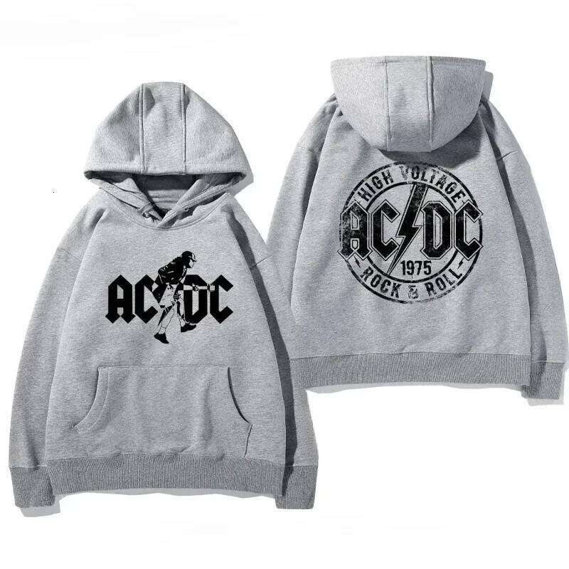 Men's Autumn/Winter Printed AC/DC American Hard Rock Band Hoodie, Adult Casual Retro Long-Sleeve Sports Pullover C260311