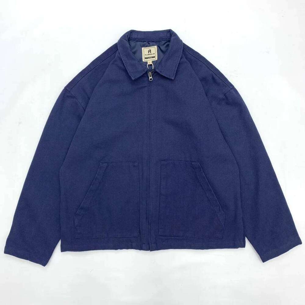 Canvas Work For Men Amikaki Zipper Loose Autumn Spring Lightweight Cotton Jacket Casual Lapel Flight Bomber Coat 26H0311