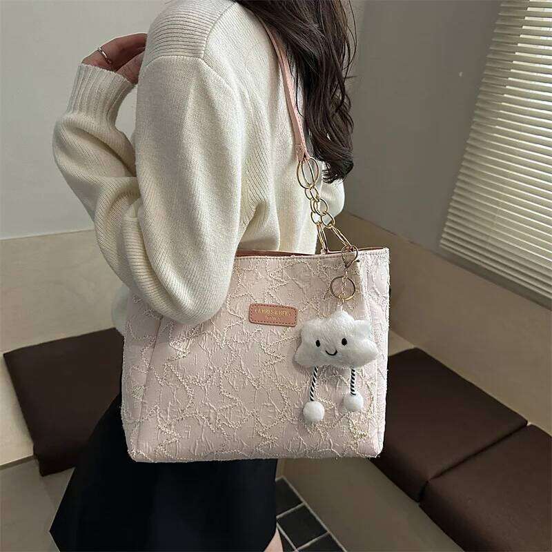 Star Embroidery Shoulder Bags for Women Large Capacity Versatile Ladies Casual Tote Bag College Style Simple Female Handbags XJ260311