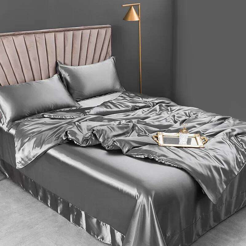 4pcs Pure Silk Bedding High End Quilt Bed Set Duvet Cover Bedsheet Pillowcases Natural Bedcloth Sets H260311