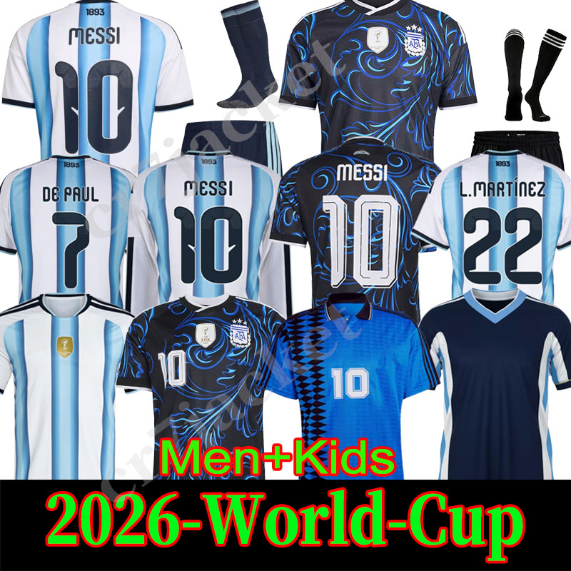 Argentina jersey World Cup 2026 soccer Jerseys GARNACHO DE PAUL National Team MARTINEZ Player Maradona Retro Football tops Shirts 26 27 MESSI Men kids vintage Kit