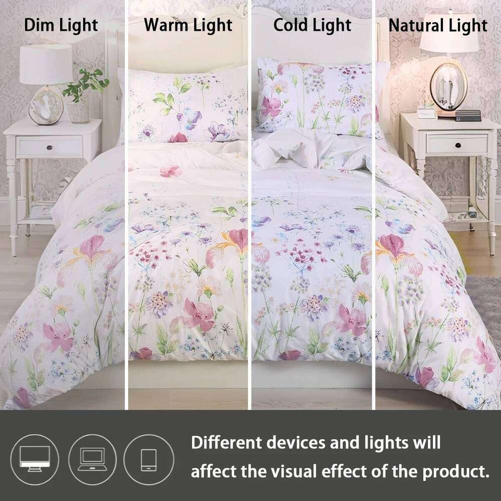 3pcs Flower Pattern Set, Soft Skin-Friendly Bedding Set Includes 1 Duvet Cover And 2 Pillowcases H260311