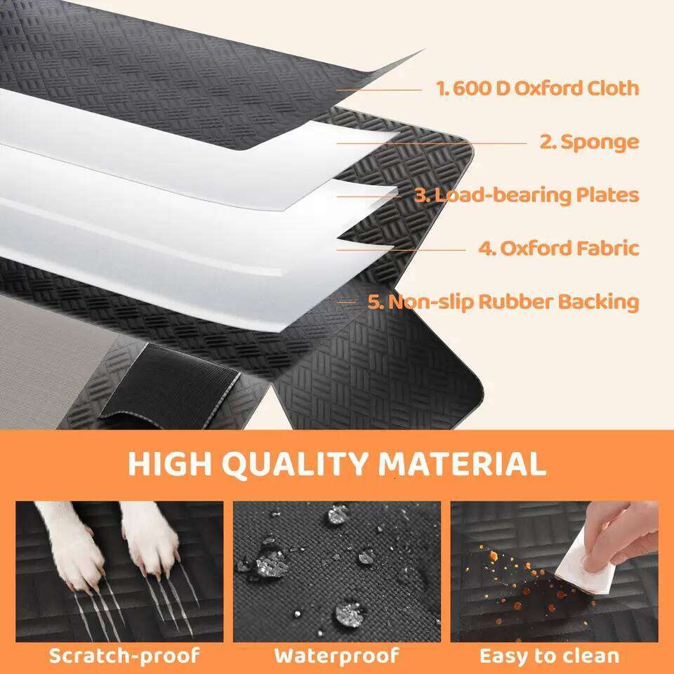 Car Cover, Hard Bottom Rear Seat Extender, Load-Bearing 400 Pounds, 600D Heavy-Duty Anti-Scratch Washable Dog Hammock for Cars and S 26Y0310