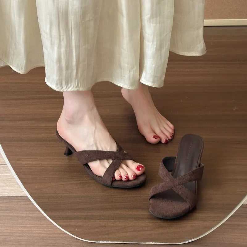 Sexy Women High Heels Open Toe Sandals Woman Shoes 2025 Summer Designer Party Dress Shoes Fashion Flip Flops De Mujer K260311