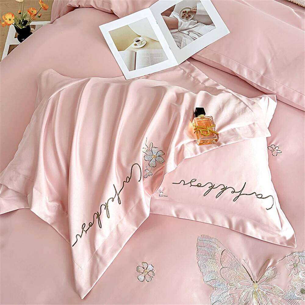 Embroidery Bedding Soft Comfortable Four-Piece Princess Duvet Cover Bed Sheet Set Pillowcases Bedroom Decor H260311