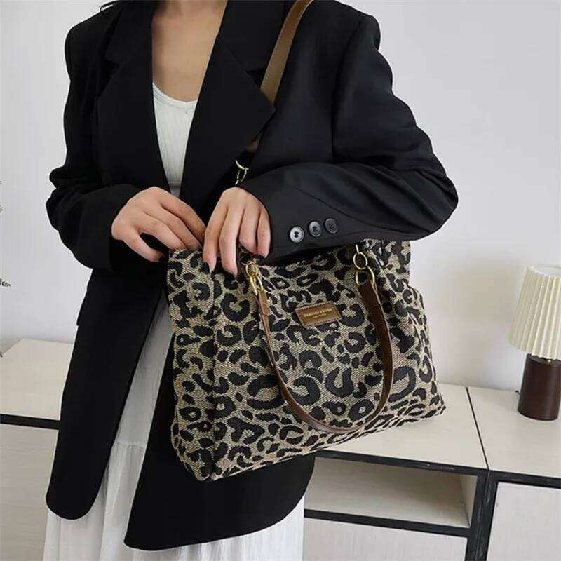 Best Selling Women's Retro Leopard Print Single Armpit Shoulder Large Capacity Tote Bag, Daily Handbag Women Shopping XJ260311