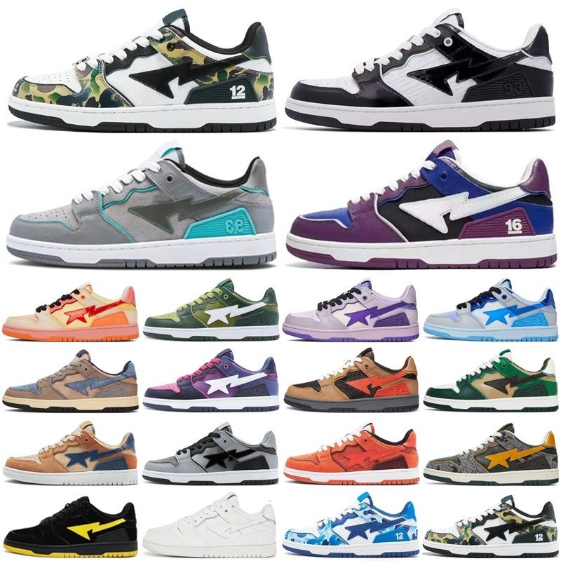 Designer Low platform Casual Shoes Shark ABC Camo Blue Panda Patent Grey Purple White Black Gradient Orange Brown mens womens sports sneakers trainers