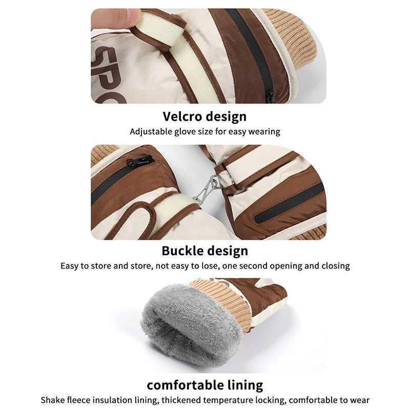 Ski Gloves Winter Waterproof Windproof Thermal Touchscreen Gloves Anti Slip Grip Men Women Outdoor Sports Cycling Driving Gloves M260311