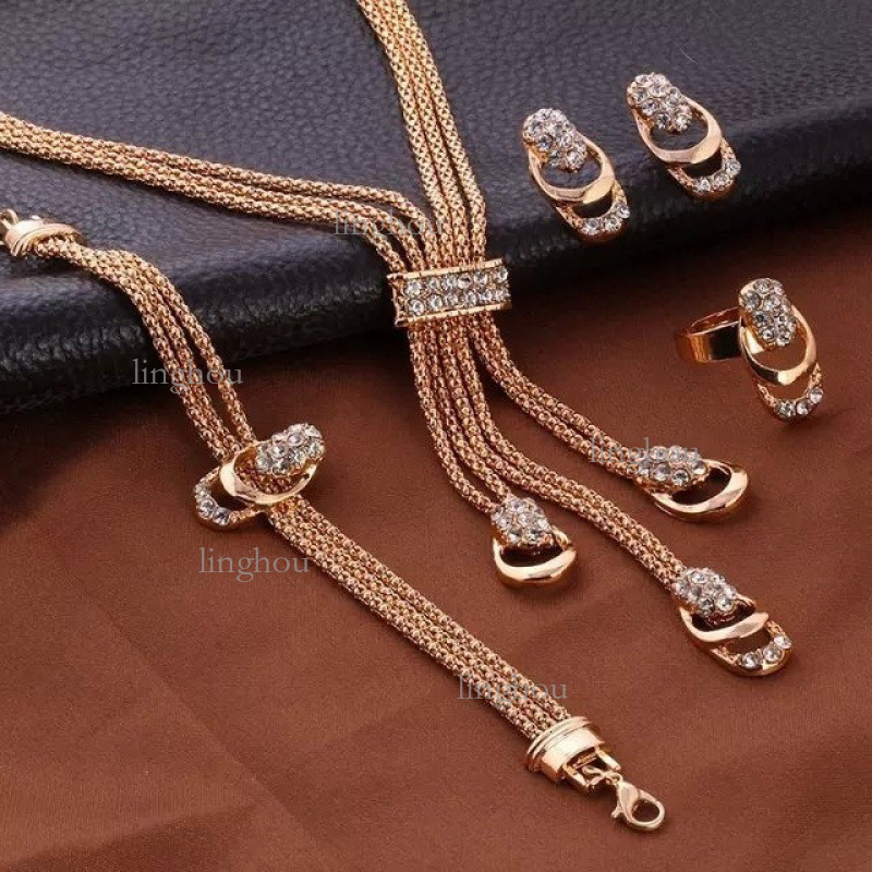 2026 Designer Fashion Tianzhi Zircon Necklace Luxury Brand Women's Jewelry New Fashion Elegant Gold Plated Emerald Bracelet Necklace Earrings Rin